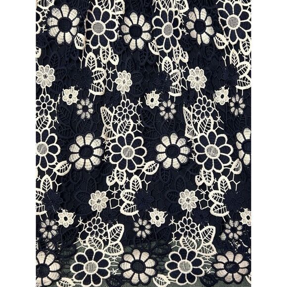 JOA Los Angeles Sz Small A Line Dress Blue White Lace Overlay Floral Sleeveless - Picture 10 of 13